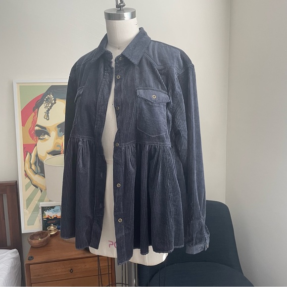 Q977 black corduroy babydoll jacket - Picture 4 of 10